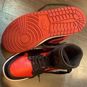 Black & Red Jordan 1 Mid Banned (2020)WORN